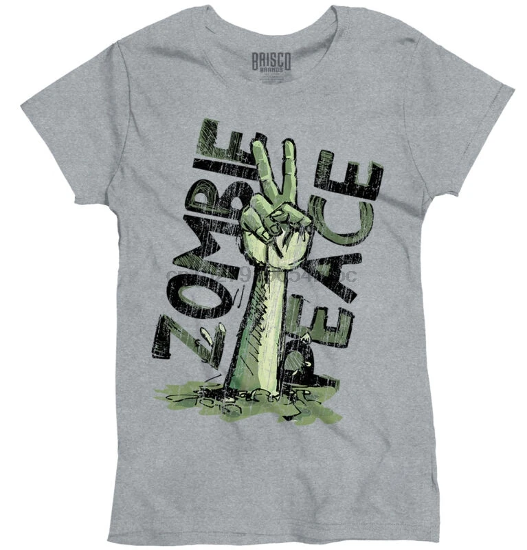 Футболка с принтом зомби Hippie Peace Sign Shirt Walking Dead Z забавная женская футболка |