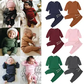 

US Infant Baby Boy Girl Tops T-shirt Long Pants Outfits Pajamas Pjs Clothes Set