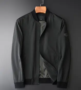 

New Male Jacket Autumn New Baseball Collar Silky Fabric Mens Jackets And Coats Fashion Solid Color Comfortable Man Jackets 4XL