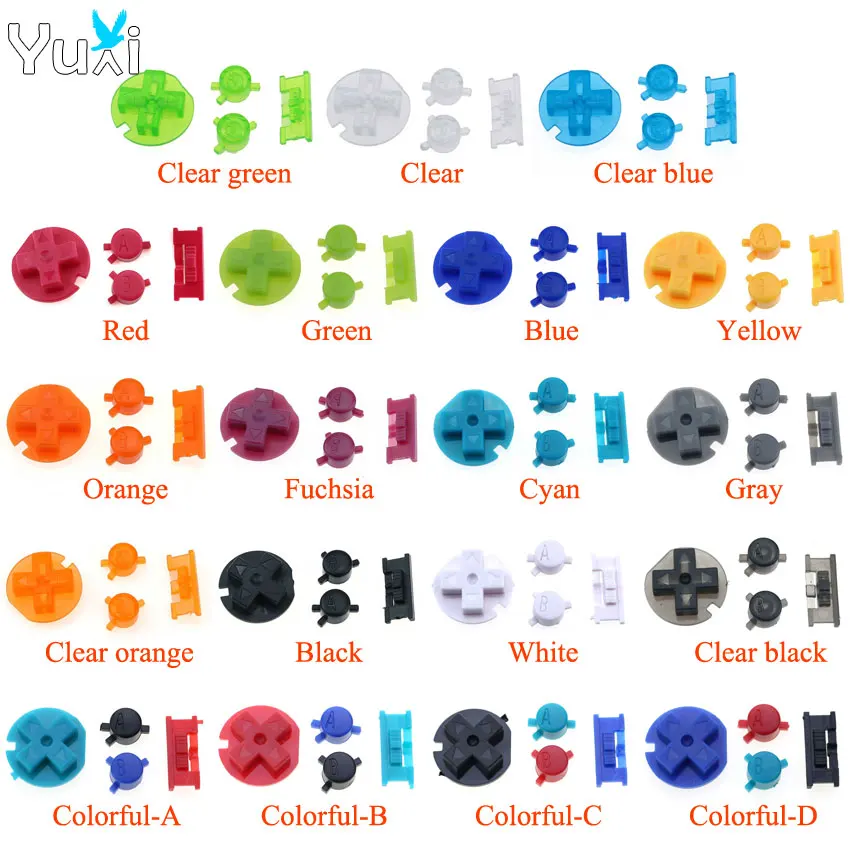 

YuXi For GBC Power On Off Button A B D Pad Keypad DIY Buttons Set Replacement For Gameboy Color Console