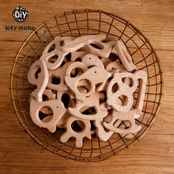 Let's Make 20pcs Wooden Teethers Beech Wood Animal Natrual Wholesale DIY Bracelet Chain Accessories New Born BPA Free Elephant