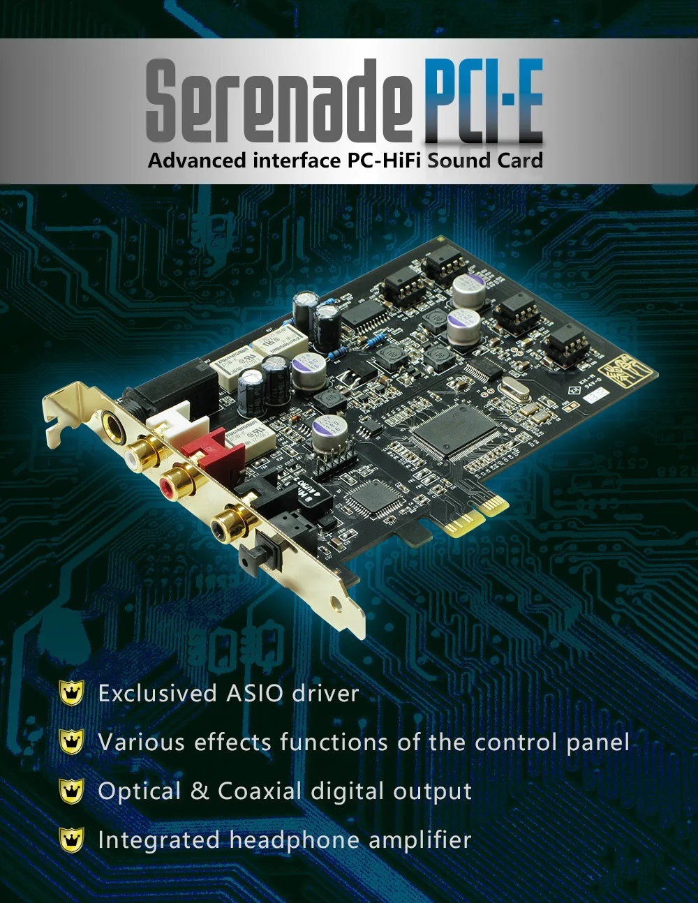 Усилитель для наушников TempoTec Serenade PCI-E HIFI Поддержка карт ASIO WIN XP 7 8 10 Портативное аудио Бытовая электроника