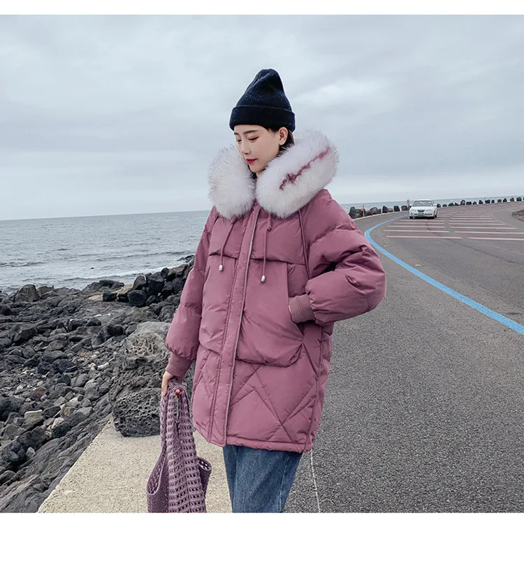 Теплое плотное Женское пальто 2019 Новое поступление Модная женская зимняя парка с меховым воротником Повседневная парка с капюшоном
