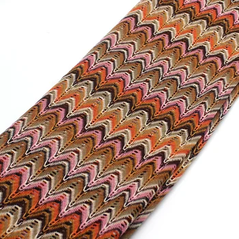 

Zig Zag Knitting Lace Fabrics 1 Meter Orange Wave Striped Crochet Dress Skirt Lace Knitting Mesh Fashion Fabrics 150CM Wide