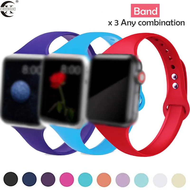 Ремешок для часов Apple watch 44 мм 40 iWatch 38 42 спортивный силиконовый браслет ремешок 3/2/1