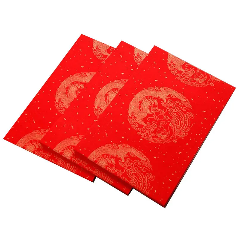 Wannian красный рис бумажная муфта Дракон и Феникс посыпанная золотом рукописная пустая пружинная муфта на заказ - Цвет: Красный