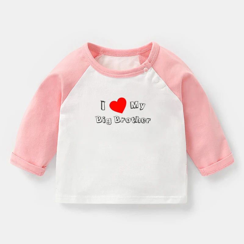 Футболка с принтом «I love my big brother sister», футболки с длинными рукавами для малышей хлопковая детская футболка Топы для мальчиков и девочек, подарок на Рождество