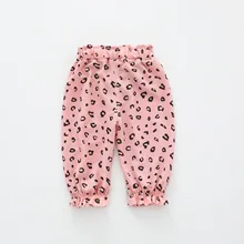 Одежда с кисточками укороченные брюки для девочек модные обтягивающие летние противомоскитные штаны в Корейском стиле с леопардовым принтом M97