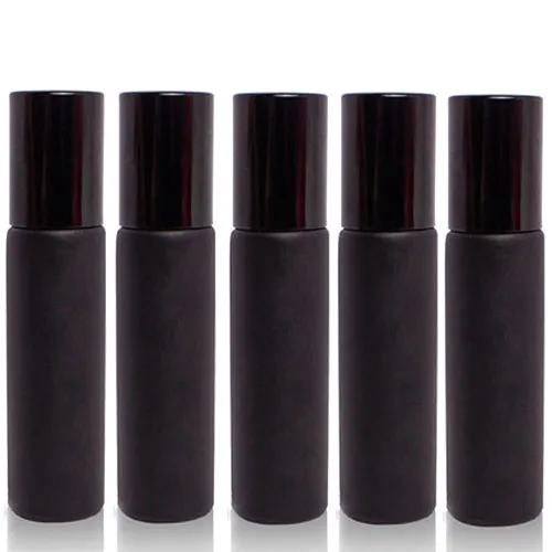 5pcs Black 1/5/10 шт 10 мл Портативный матовый Стекло ролик эфирное масло в виде флаконов парфюма тумана контейнер для путешествий многоразового использования, роликовый флакон - Цвет: 5pcs Black
