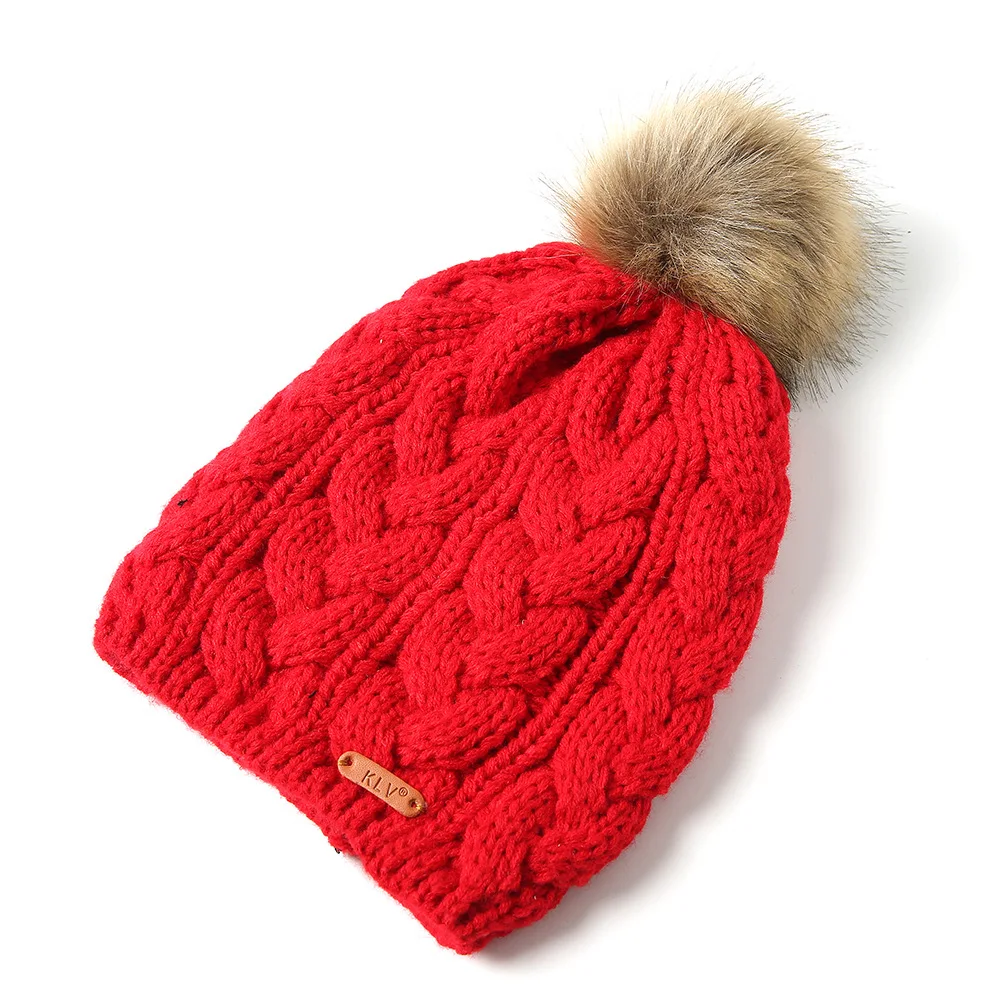 Зимние теплые вязаные шапки-бини, шапка для женщин и мужчин, хлопковые шапки с искусственным кроличьим мехом, шапки с помпоном унисекс, шапки Скалли