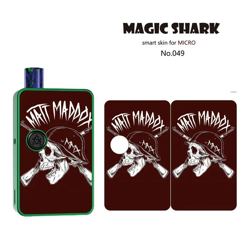 Magic Shark 2.5D стерео череп мотоцикл злой Панк ПВХ стикер чехол для крышки корпуса пленка для Asvape MICRO ELF 041-050 - Цвет: 049