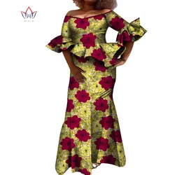 Ensemble haut et jupe à manches évasées pour femmes africaines, 2 pièces, Dashiki Bazin Riche, vêtements de fête, WY8431 