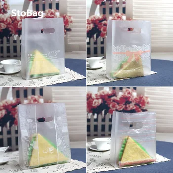 

StoBag 100pcs Donut Baking Packaging Takeaway Biscuit Bread Cake Packing Bag Plastic Punching Food Tote Bag Chocolate Nut