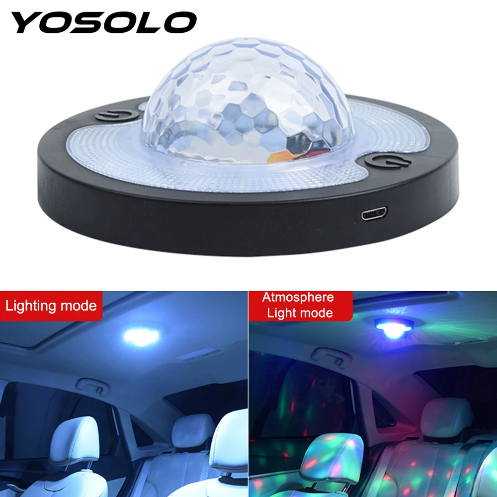 

YOSOLO Roof Magnet Ceiling Lamp Voice Control Atmosphere Light Disco Magic Stage Effect Lights LED Car Interior Reading Light