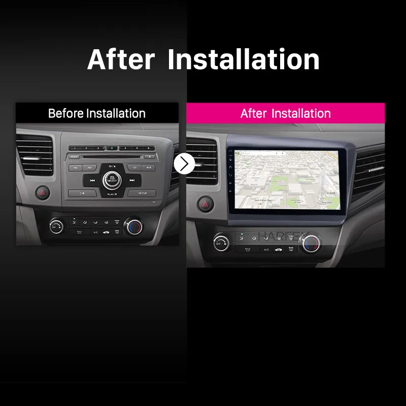 Cheap Harfey Car GPS Navigation 10.1 inch for 2012 Honda Civic Android 9.0 car multimedia Player with WIFI 5