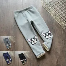 19 зима стиль детская одежда для мужчин и женщин детские брюки мультфильм аппликация щеткой и Толстые Леггинсы Брюки