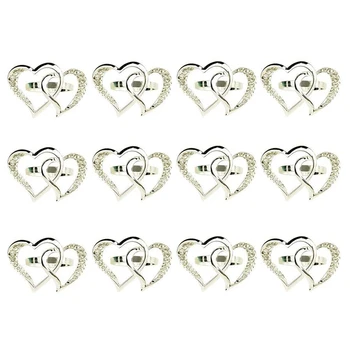 

Hot SV-12 Pcs Love Heart-Shaped Napkin Ring,Wedding Napkin Buckle Metal Napkin Ring Holders for Wedding Dinner Table Display