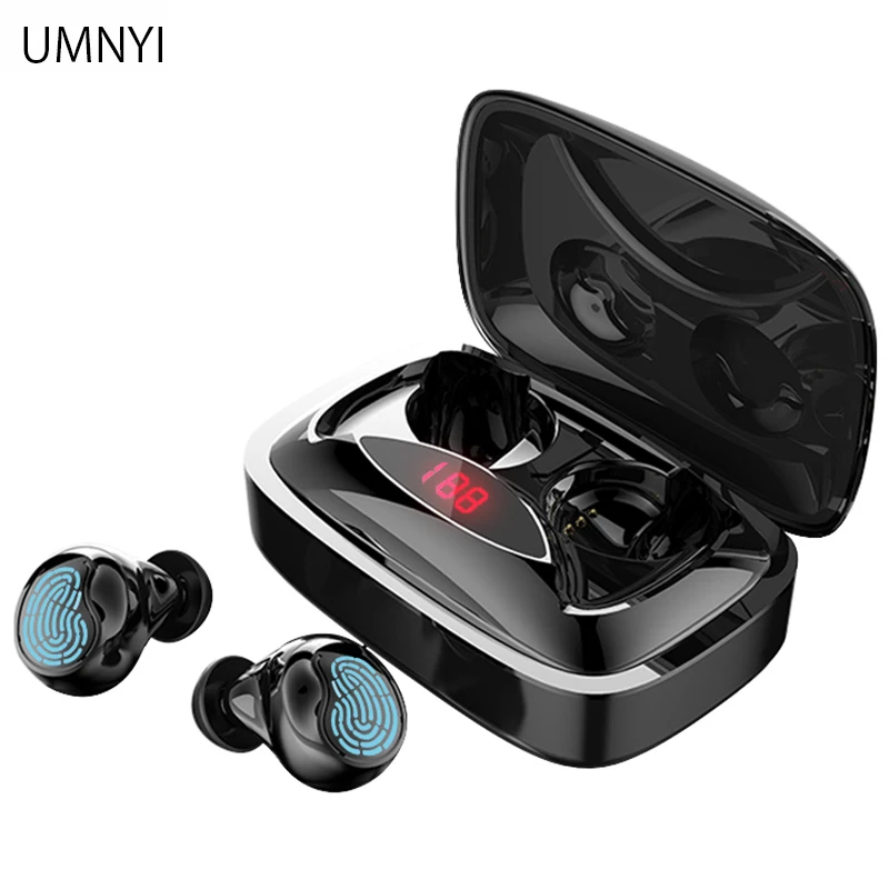 UMNYI TWS 6D наушники автоматическое подключение в уши 3D отпечаток пальца сенсорный беспроводной Bluetooth 5,0 гарнитура наушники Голосовое управление - Цвет: Black  earpiece