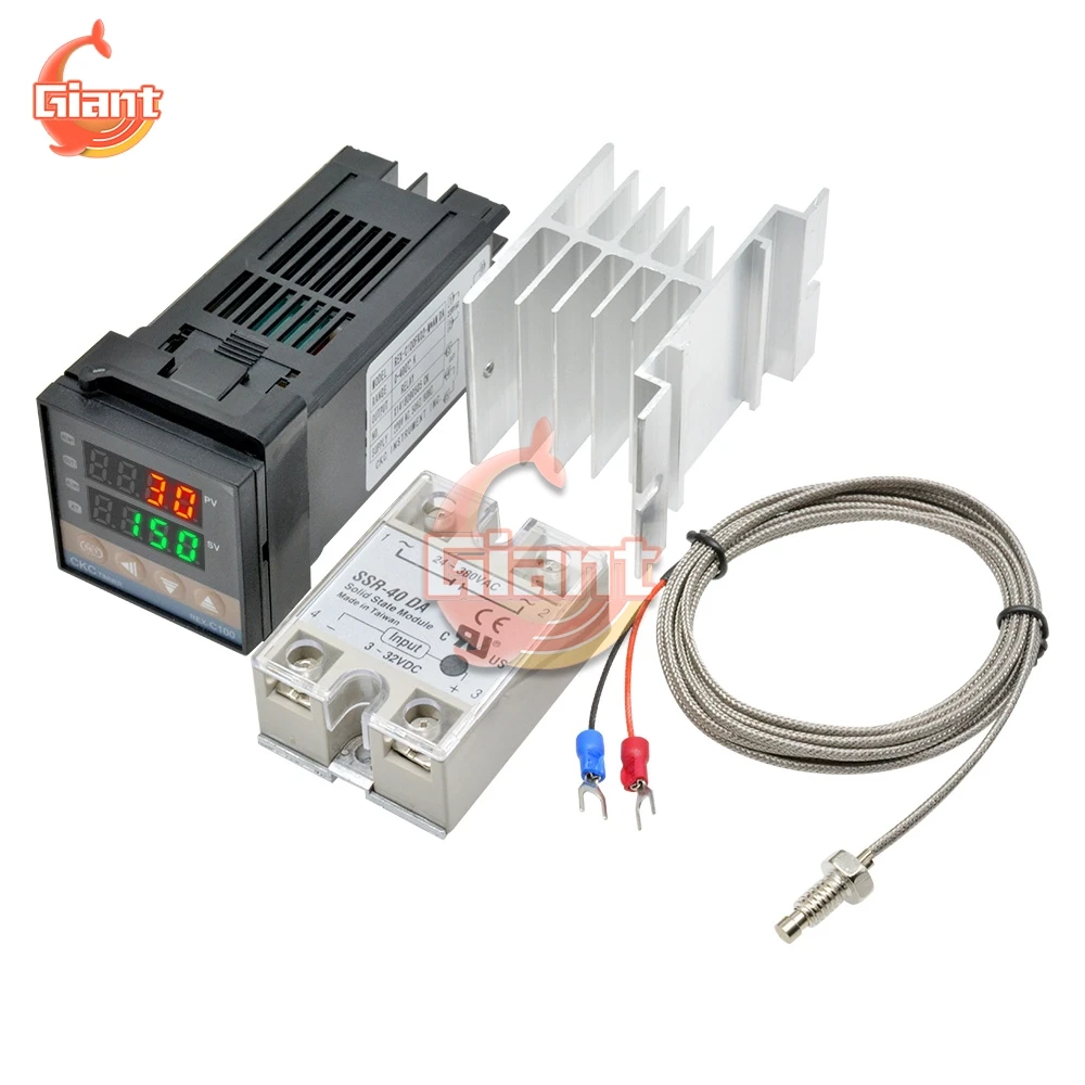 REX-C100 PID Temperature Controller+K Thermocouple 0-400℃+40A Solid  State Relay 