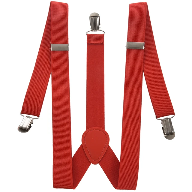 Lady Woman Adjustable Metal Clamp Elastic Suspenders Braces - Red 8