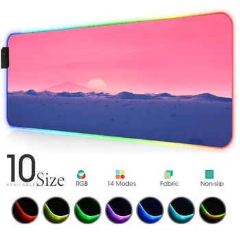 

Landscape RGB Mouse Pad pink Blue Gamer Accessories Large LED MousePad Gaming Desk Mat with Backlit Rubber computer Mat laptop