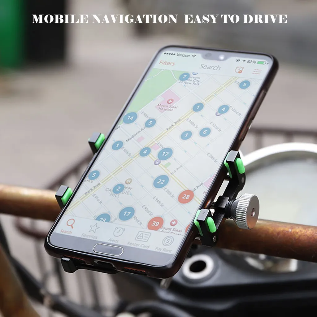 1pc Bicycle Mobile phone stand holder mount handlebar Aluminum alloy Fixed Phone GPS Bracket stand Riding Non-skid pad Durable
