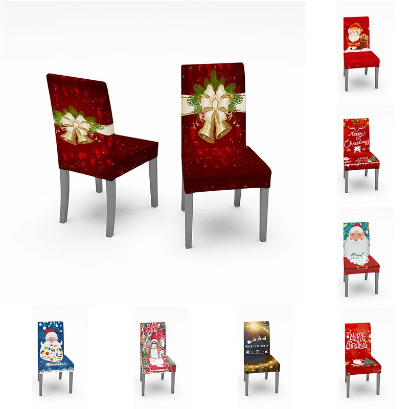 

Spandex Printed Chair Cover Elastic Dining Chair Slipcover Seat Protector Stretch Removable Chair Covers Christmas Gifs