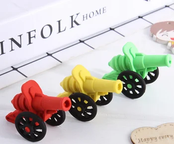 

Wholesale Pencil Eraser 100pcs/Lot Cartoon Cannon Eraser Creative Student Stationery School Office Supplies ER012