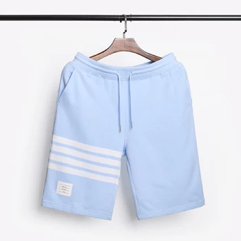 

2020 Fashion TB THOM Brand Light Blue Casual Shorts Men Sweatpants Summer Pants Cotton Men's Clothing Sports Trousers