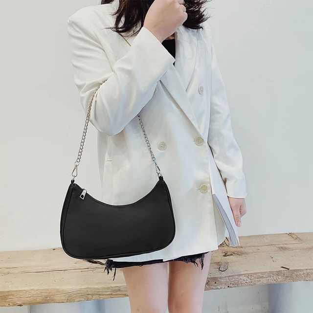 Solid Color Shoulder Purse Women Underarm Bag Ladies Fashion Top-handle Clutches Black Beige White Pink Handbag Pouch 5