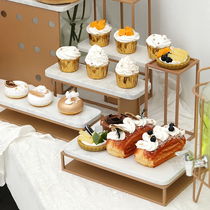 Подставка для торта SWEETGO Золотая Шампань металлические подносы с мраморным
