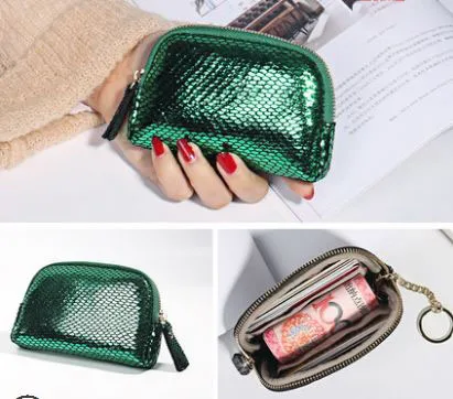 Green small Женская сумка-клатч, роскошный держатель для карт Samll, сумки монета кошелек портмоне, глянцевая коровья кожа, черные женские подарочные сумки - Цвет: Green small