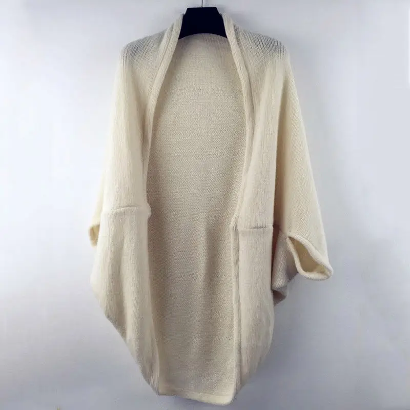 Зимний женский вязаный свитер, повседневный однотонный мягкий джемпер размера плюс с v-образным вырезом, модный плотный тонкий женский кардиган - Цвет: Beige