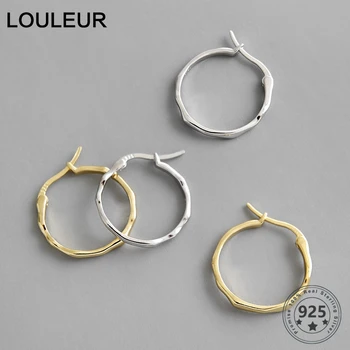 

Louleur Real 925 Sterling Silver Hoop Earrings Minimalist Irregular Vintage Round Earrings For Women/Children Silver Jewelry