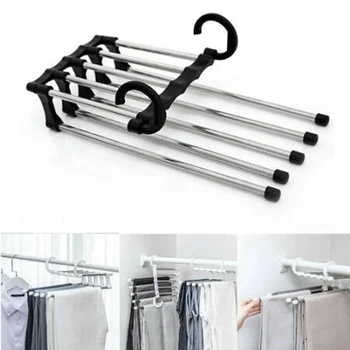 

Multifunctional Five-In-One Pants Rack Retractable Magic Stainless Steel Clothes Rack Living Room Wardrobe Hanger