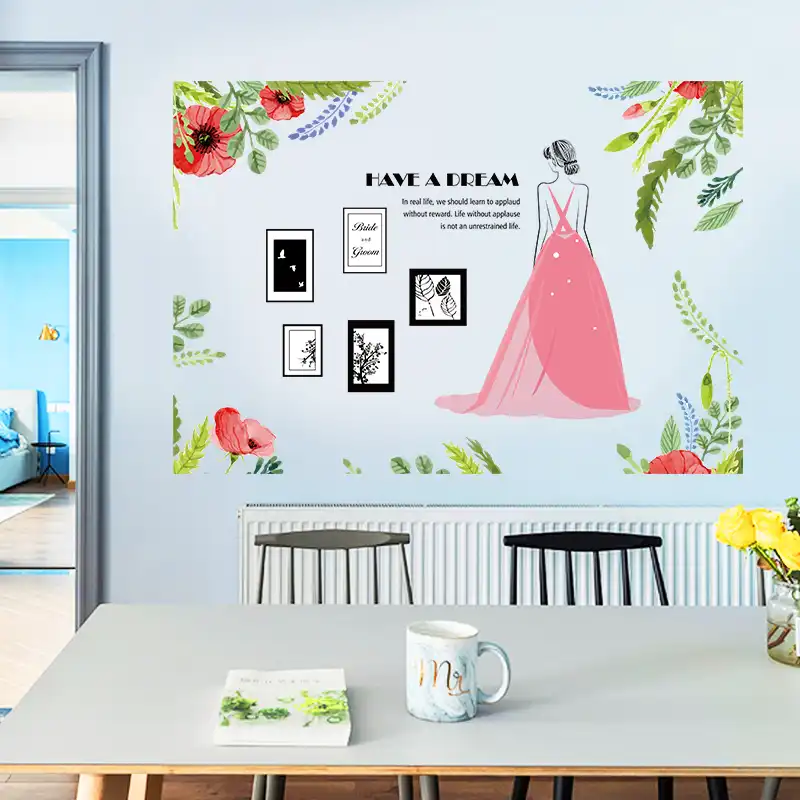 Goddess Silhouette Wall Sticker Internet Celebrity Pink Wallpaper