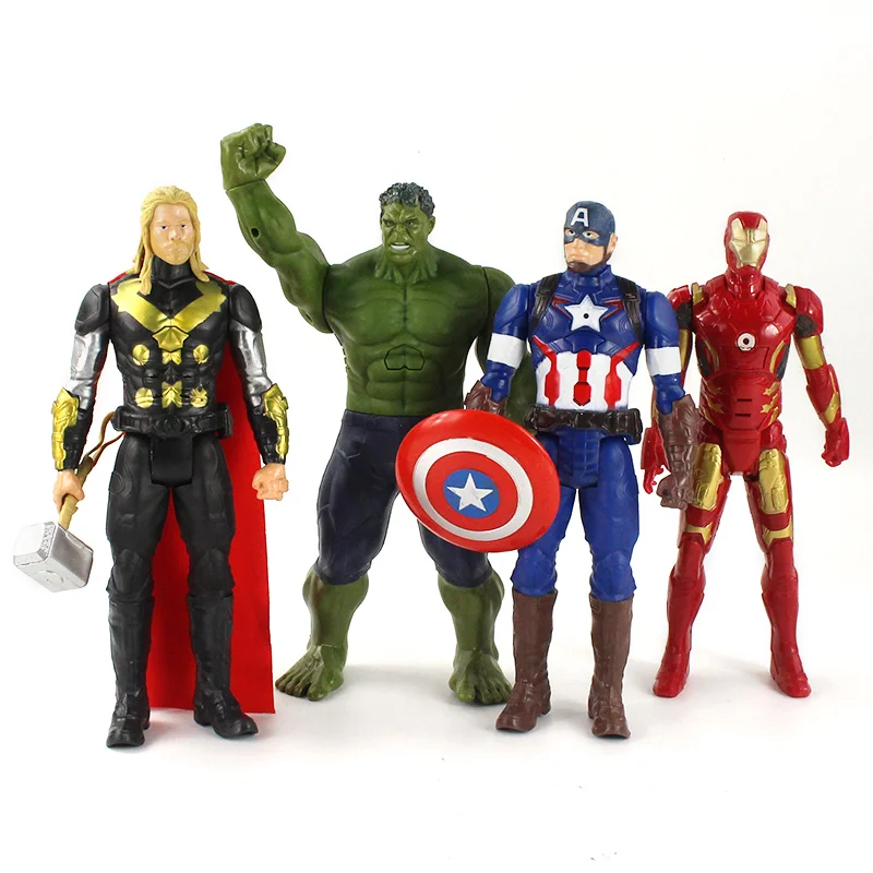 Фигурки героев Marvel мстители 30 см супергерои Халк Человек паук железный человек