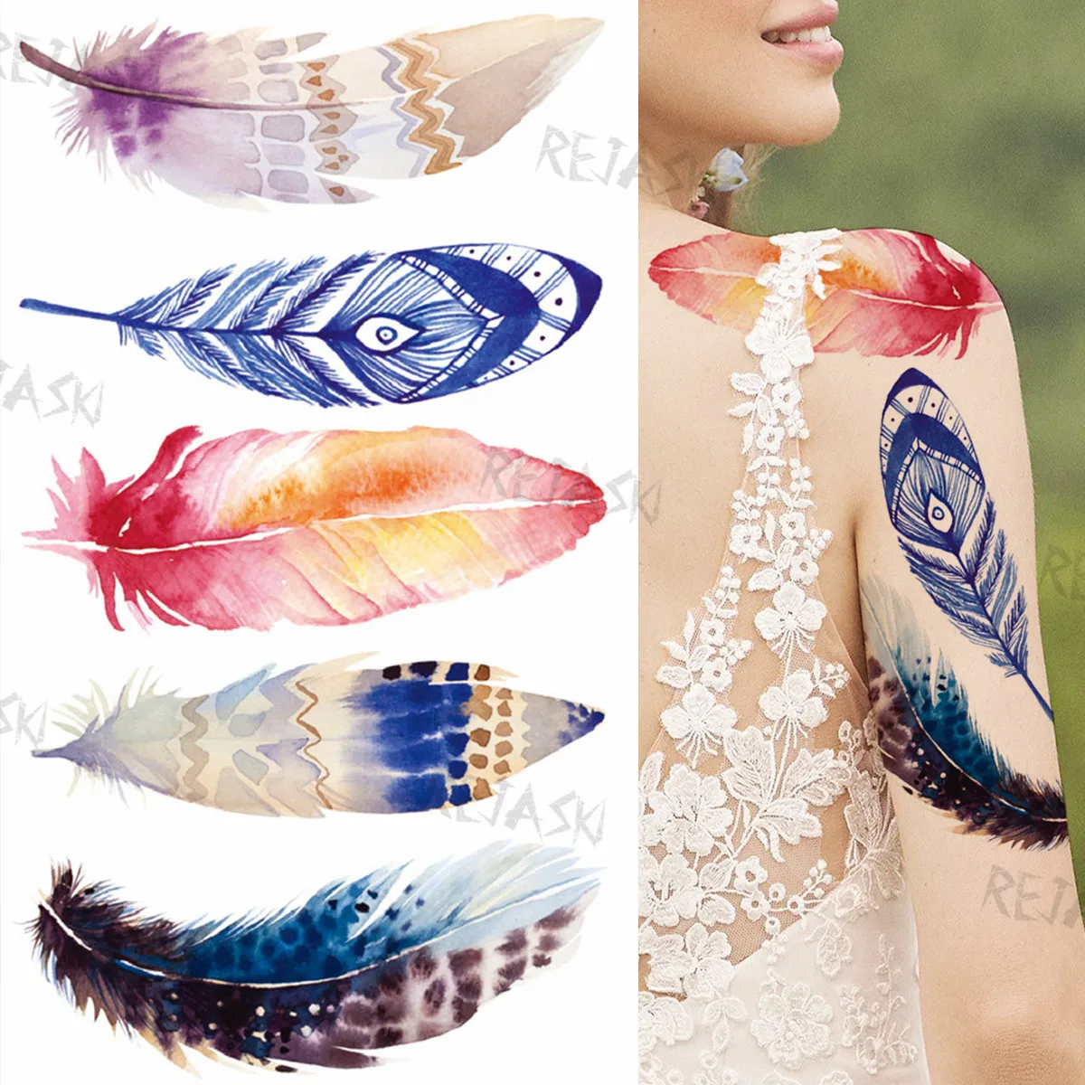 Letter Quotes Temporary Tattoos For Women Girls Lips Feather Cardiogram  Watercolor Fake Tattoo Sticker Sexy Clavicle Arm Tatoos - Temporary Tattoos  - AliExpress