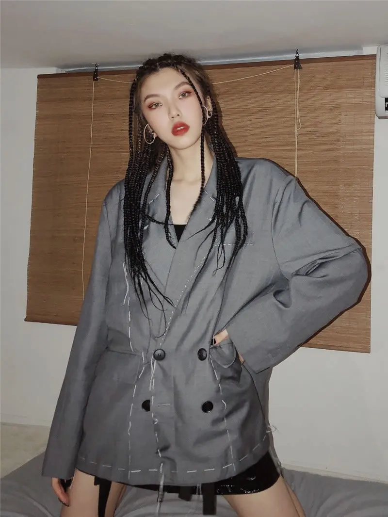 XITAO plus size women blazers women fashion new double breast pocket elegant small fresh casual style full sleeve coat WLD2927