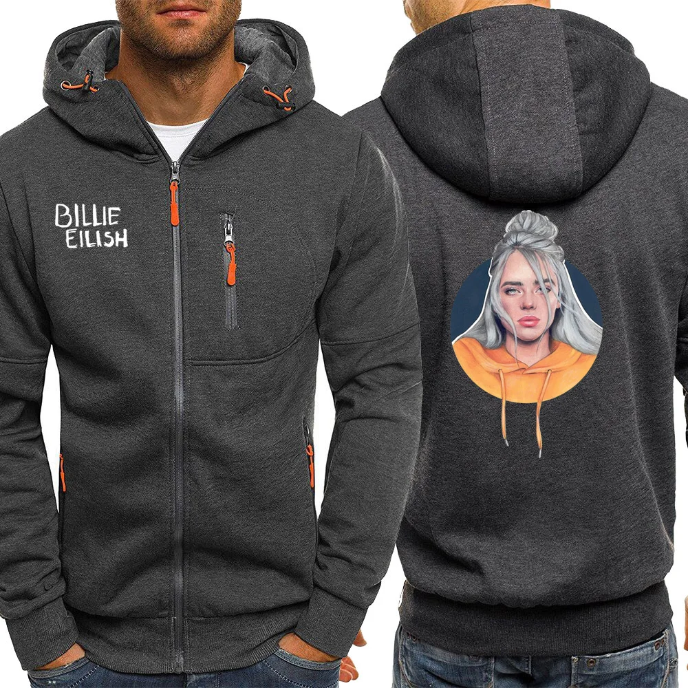 Billie Eilish мужская куртка на молнии, осень, флисовая Мужская брендовая спортивная одежда, повседневная Уличная одежда, Мужская винтажная Толстовка Harajuku