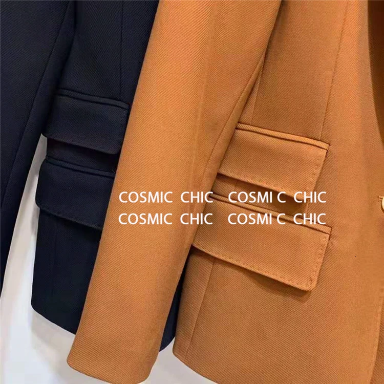 Cosmicchic осенний женский шерстяной Блейзер с длинным рукавом на одной пуговице клубный пиджак верблюжьего оттенка высокого качества Женский черный пиджак