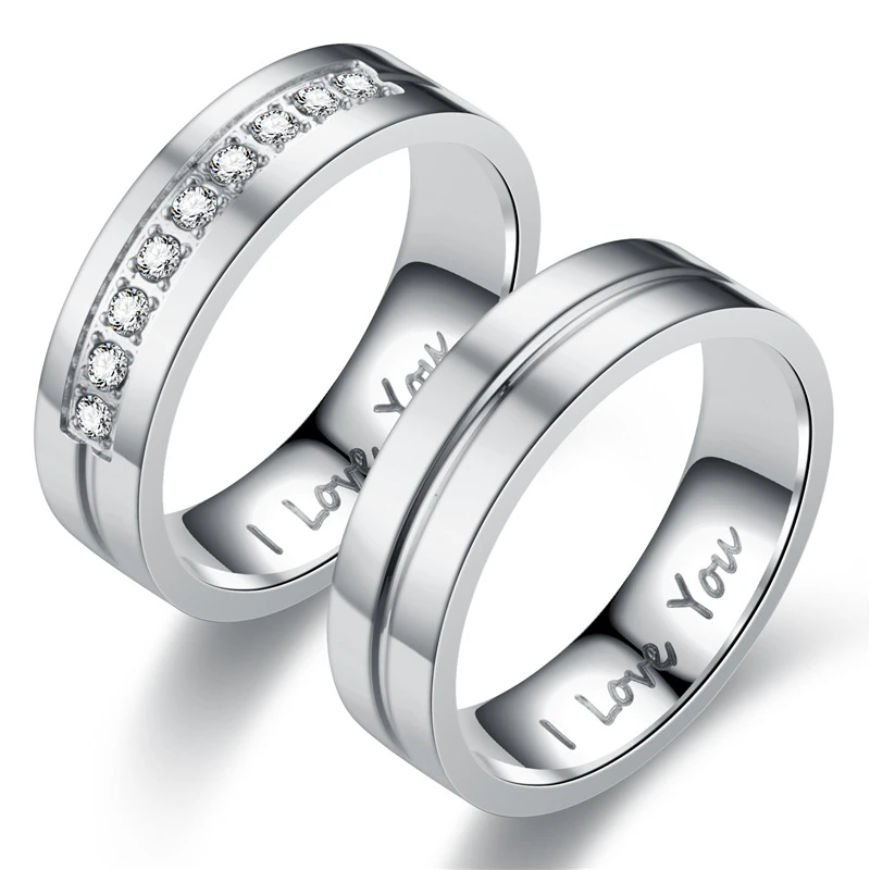 Wedding Rings For Women Men Couple Stainless Steel Anniversary Engagement