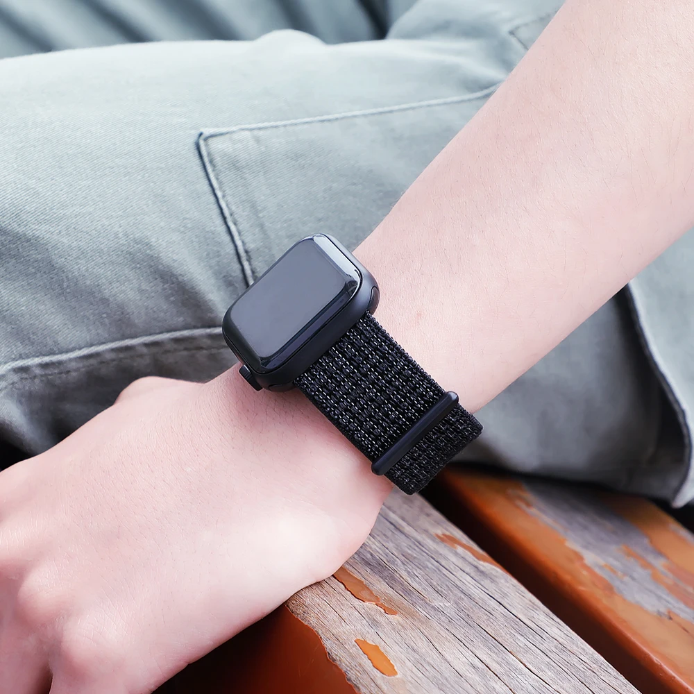 Ремешок для наручных часов Apple Watch серии 3/2/1 мягкий нейлон дышащий сменный ремешок Спортивные петли для наручных часов iwatch серии 4 5 дропшиппинг