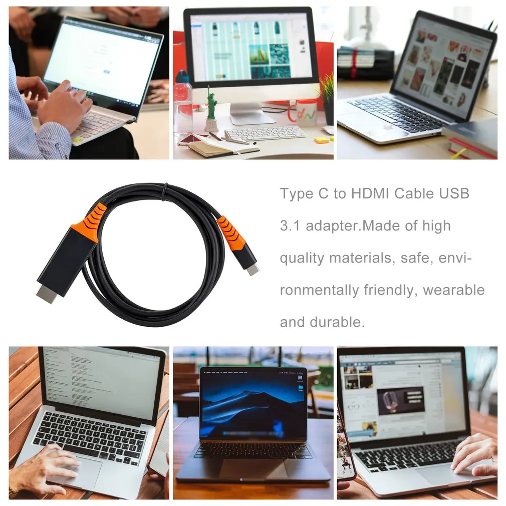Тип C к HDMI кабель USB 3,1 адаптер AV патч-корд для samsung Galaxy S10 S9 MacBook разъем «Папа-папа» дисплей