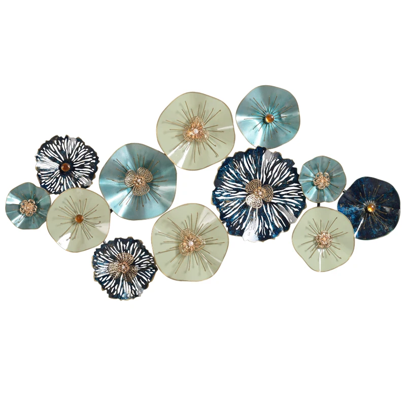 

Modern Wrought Iron Flower Pendant Decoration Wall Decoration Luxury Background Wall Hanging Metal Craft Mural Ornaments R3258