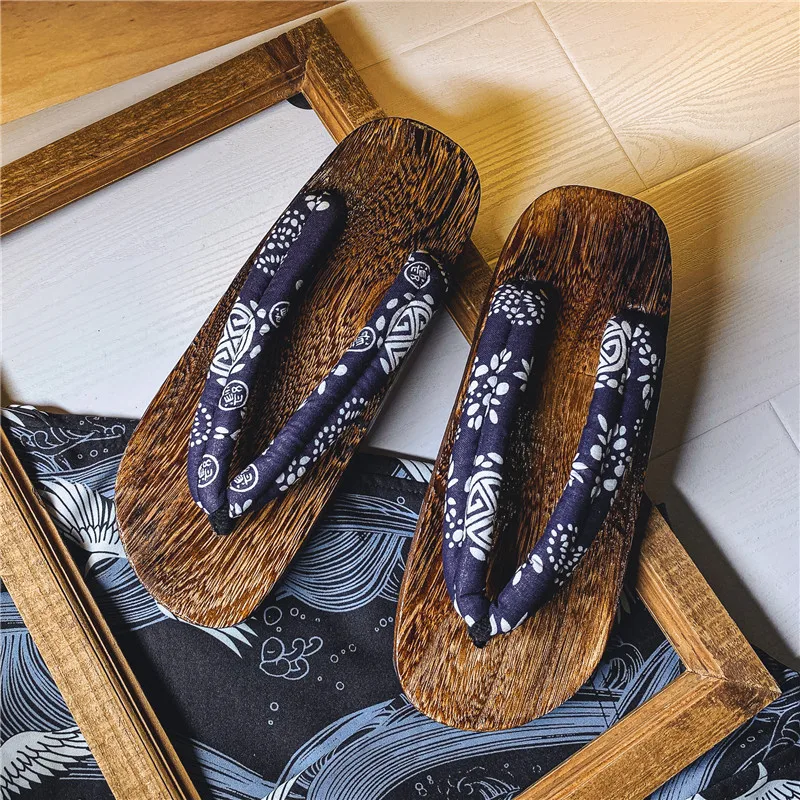 Sandalias de madera japonesas para hombre y mujer, chanclas planas de Anime  Ukiyoe, zapatos de disfraces de Cosplay, Unisex|Chancletas| - AliExpress