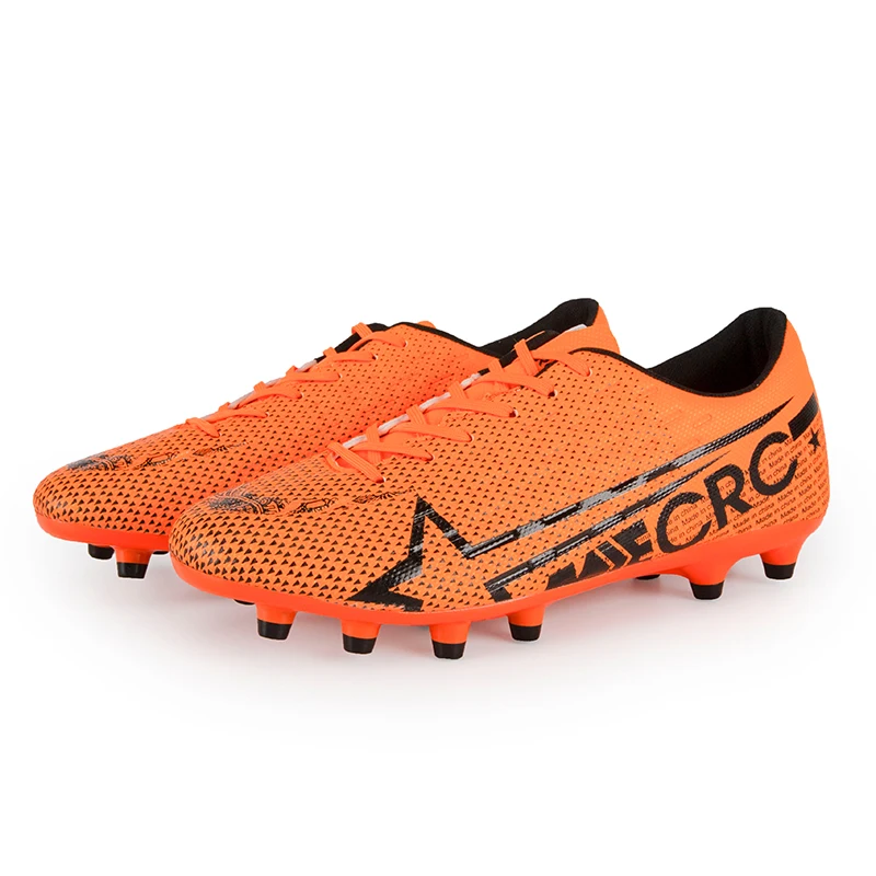 Мужская обувь для футбола для мальчиков, мужские кроссовки, спортивные ботинки, Дышащие футбольные ботинки, Zapatos De Futbol, Длинные шипы, европейские размеры 32-44 - Цвет: ORANGE