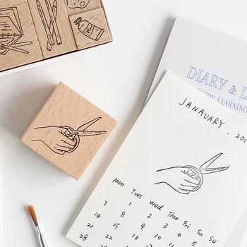 

JIANWU 1pc 2019new art life DIY flower wood Rubber stamps Diary graffiti decoration seal cute journal parts