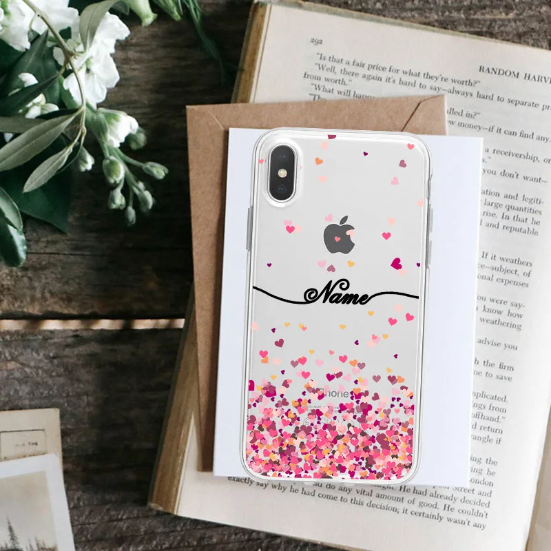 Прозрачный чехол для телефона с сердечком для iPhone XR XSMax X 7 8, чехол, роскошный изготовленный на заказ, сделай сам, прозрачный мягкий чехол из ТПУ для iPhone 6, 7, p, 8, p, 6 p, 5S