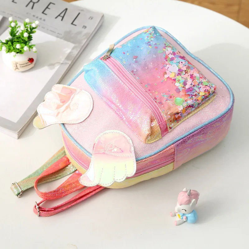 Unicorn transparent glitter backpack with wings